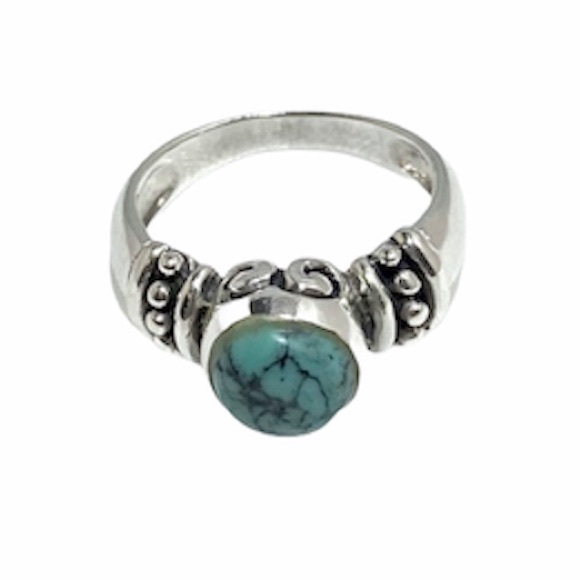 Sterling Silver Jewelry - STERLING SILVER .925 Turquoise Stone Ring Size 4